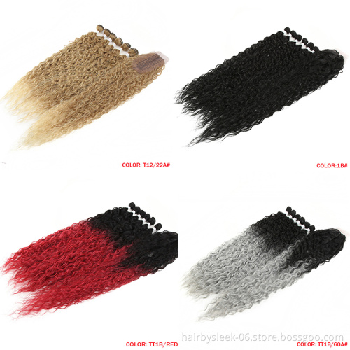 Best Selling Afro Kinky Curly Hair Bundles With Closure Synthetic Weave Synthetic Hair Extension Synthetic Braiding Hair
